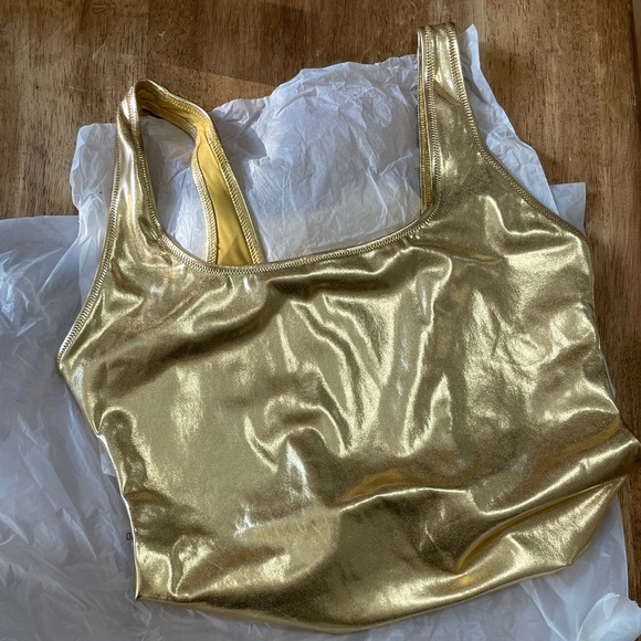 Skims Metallic GOLD Swim High Cut One Piece - Picture 4 of 11